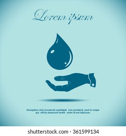 hand and oil drop, icon
