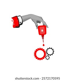 Hand Oil Gears Mechanism Lubrication Business Industry Process