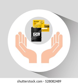 hand oil industry barrel credit card vector illustration eps 10