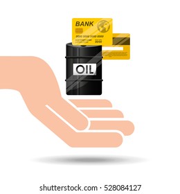 hand oil industry barrel credit card vector illustration eps 10