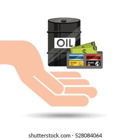 hand oil industry barrel wallet money vector illustration eps 10