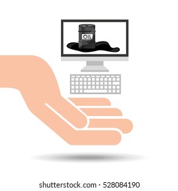hand oil industry computer barrel oil vector illustration eps 10