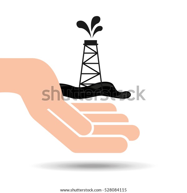 hand oil industry drilling tower vector illustration\
eps 10
