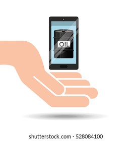 hand oil industry technology smartphone vector illustration eps 10