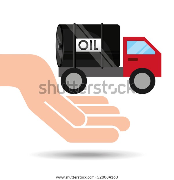 hand oil industry truck transport oil vector\
illustration eps 10