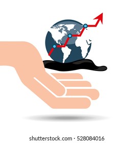 hand oil industry world upward arrow vector illustration eps 10