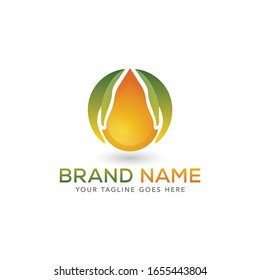 Hand and Oil Logo vector, template