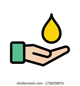 hand oil vector flat color icon 
