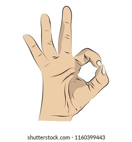 Hand in OK gesture. Comics cartoon style.