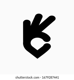 
Hand ok as point icon. Human hand showing okay sign. Flat style vector concept logo.