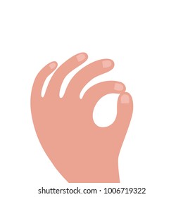 Hand OK sign. Communication gestures concept. Vector illustration