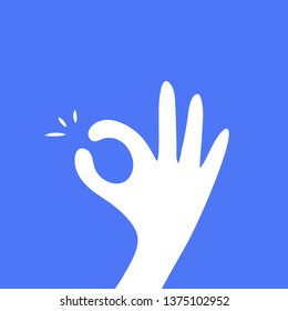 Hand OK sign, fingers hands shows Its OK. everything is all right or great, all done sign. Communication gestures, satisfaction concept. Flat vector on colorful background for website banner