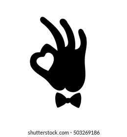 Hand OK sign. Heart icon. Communication gestures concept. Vector illustration isolated on white background flat design.