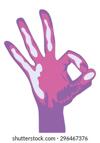 Hand OK Sign Isolated on White Background. Vector illustration