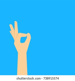 Hand OK  sign. Vector illustration