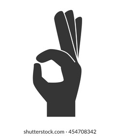 Hand ok symbol sign , isolated flat icon design