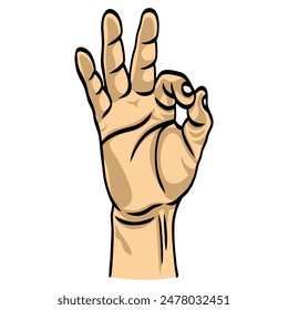 Hand Okay OK Sign Symbol Cartoon Illustration