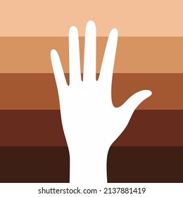 Hand on background with different skin tones - social equality,stop racism. Vector illustration