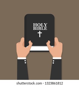 Hand on Bible Vector illustration