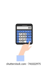 The hand on the calculator
