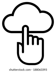 Hand on cloud outline icon