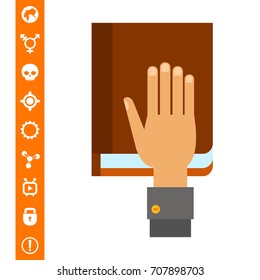 Hand on Constitution as Oath Concept Icon