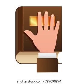 Hand on Constitution as Oath Icon. Hand on the Bible flat icon