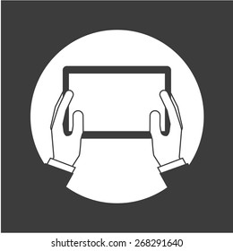 hand on device design, vector illustration eps10 graphic 