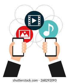 hand on device design, vector illustration eps10 graphic 