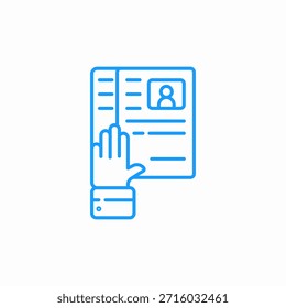 Hand auf dem Dokument Symbol Vektor