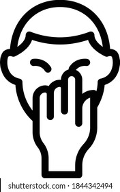 hand on face vector thin line icon 