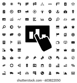 Hand on graph icon illustration isolated vector sign symbol. marketing icons vector set.