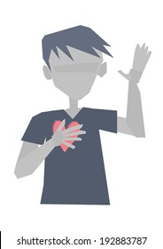 Hand on heart honesty truth promise vector drawing Illustration