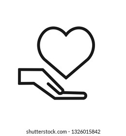 Hand on heart. Line icon. Valentine icon, vector. Love.