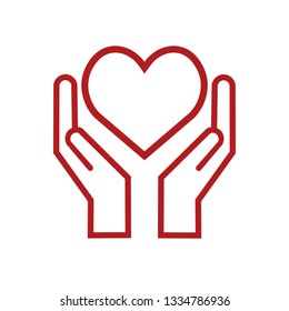 Hand on heart. Line icon. Valentine icon, vector. Love. 