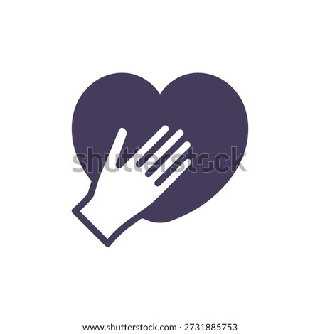Hand on Heart Pledge Icon, Oath and Loyalty Symbol, Solid Glyph Vector Sign for Patriotism, Citizenship and Civic Duty.