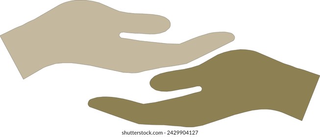 Icono de mano en mano, icono de ayuda, icono de mano, mano segura, cuidado, lealtad, icono de racismo, color