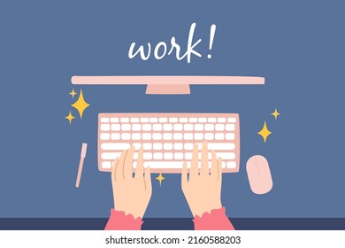 hand on keyboard, working, styudying concept