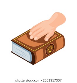 hand on law book isometric icon