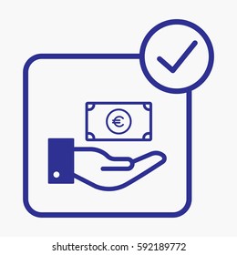 Hand on Money Icon. Flat Isolated Graphic Vector Symbol 