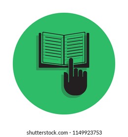 hand on an open book illustration. Element of library icon for mobile concept and web apps. Detailed hand on an open book icon can be used for web and mobile