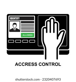 Hand on hand print scanner access control isolated on background vector illustration.