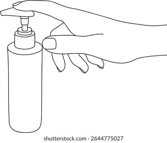 ilustração vetor da arte da linha da garrafa da mão na bomba
