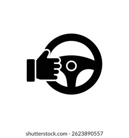 Hand on Steering Icon Black Simple