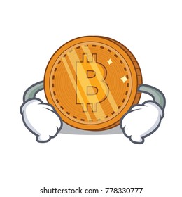 Hand on waist bitcoin coin character cartoon