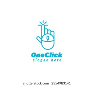 Hand one click icon in trendy outline style design. Vector graphic illustration. click symbol for website design