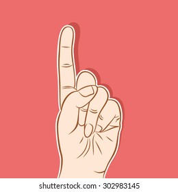 Hand One Finger Up Mean Count One  Or Pointing Finger Design Concept Vector