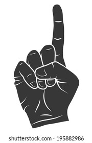 Hand with one finger outstretched silhouette (attention hand symbol)