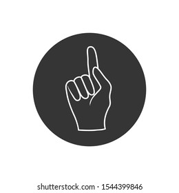 Hand with one finger pointing up line icon. Hand with index finger up vector illustration isolated on white. Pointing outline style design, designed for web and app