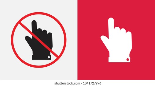 Mano con un dedo apuntando hacia arriba. Icono del vector del dedo. Dedo Arriba. No hay icono del vector de señalamiento con el dedo índice. conjunto de iconos
